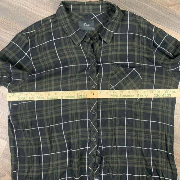 Rails Women’s Sz XL Plaid Button Up Shirt Long Sleeve Black & Green - Picture 6 of 8